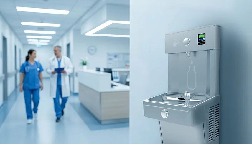 Dispensadores purificadores en hospital